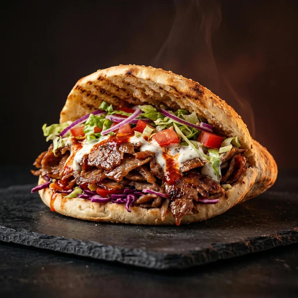 Döner im Fladenbrot mit Salat und Soße