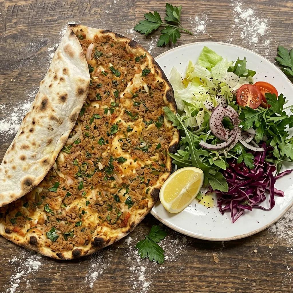 Lahmacun mit Salat